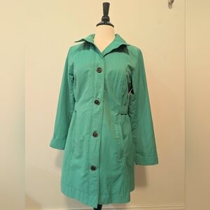 Eddie Bauer Women’s Teal Green Single-Breasted Trench Coat Size Medium
